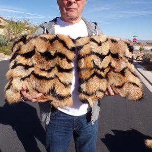 set of 2 matching real FOX FUR throw pillows, 16"x16", includes stuffing